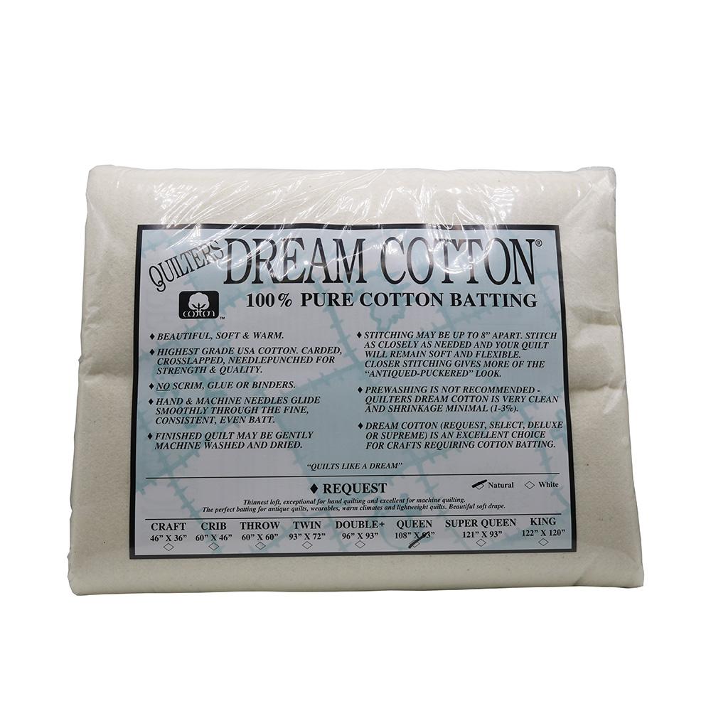 Quilters Dream Cotton White Request Low Loft Batting Queen Size 108X93 