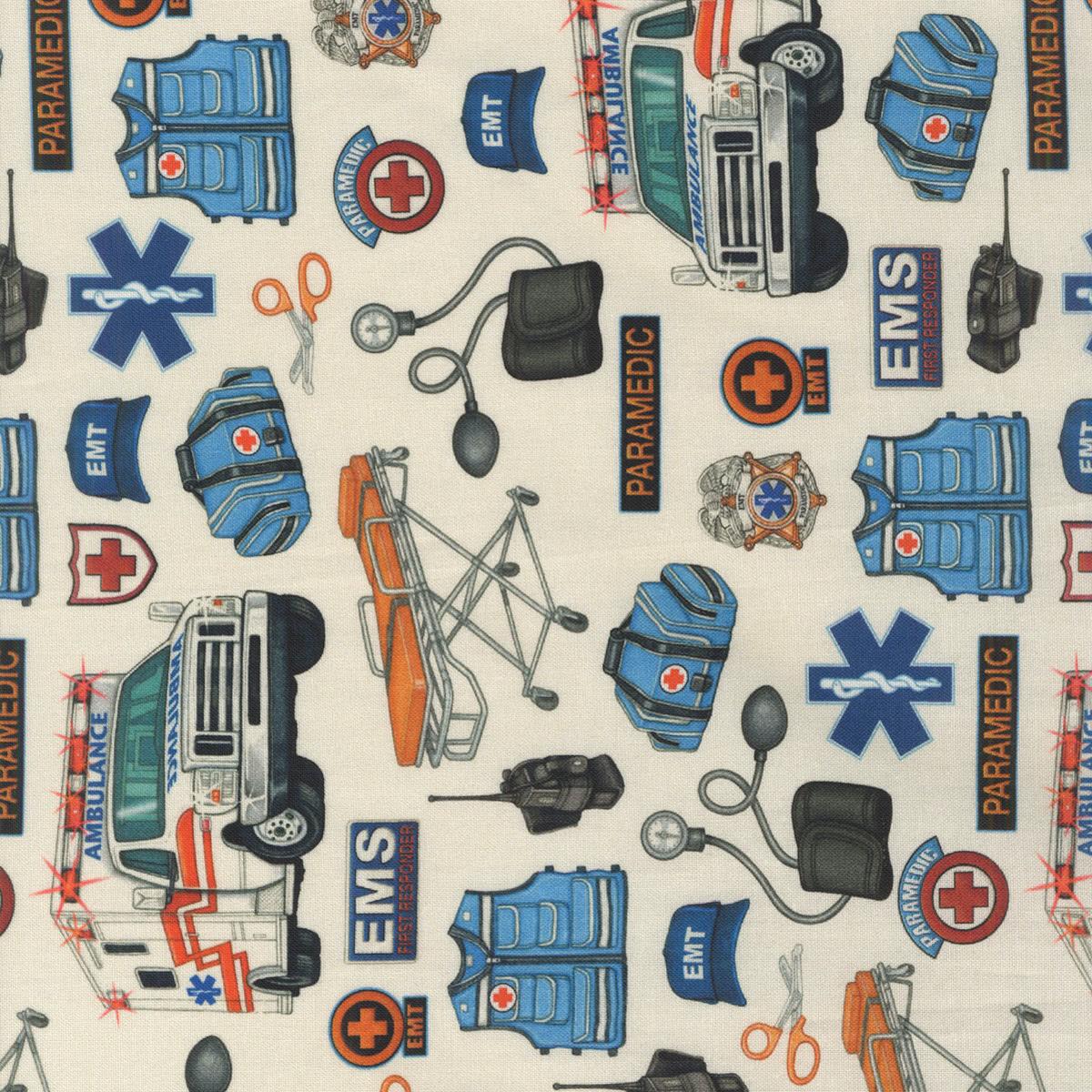 Doctor Toss in Ecru part of the Just What the Doctor ordered line by Quilting Treasures Fabrics You choose the cut