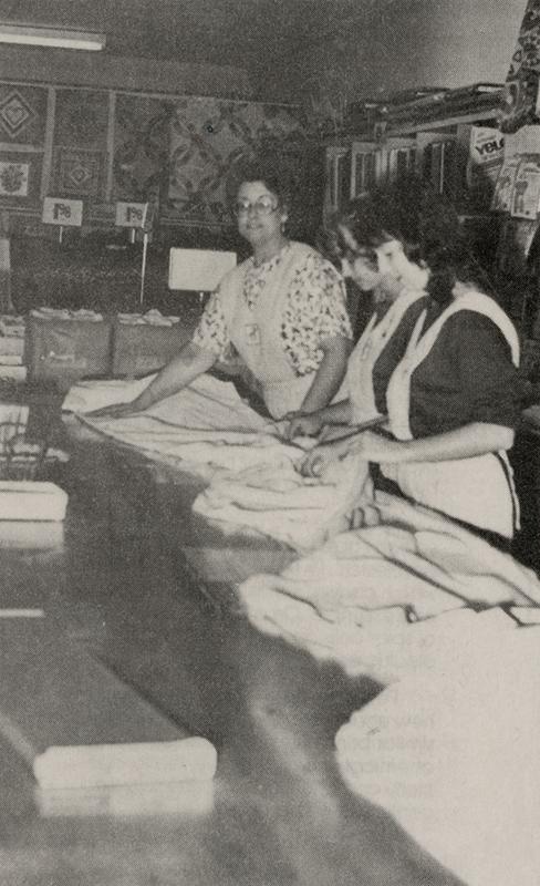 Employees at the Batesville, MS Hancock Fabrics store in 1989